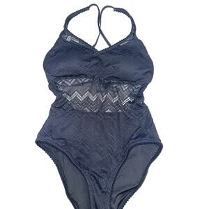Soma Swim Crochet one piece suit Black size 12 NWOT